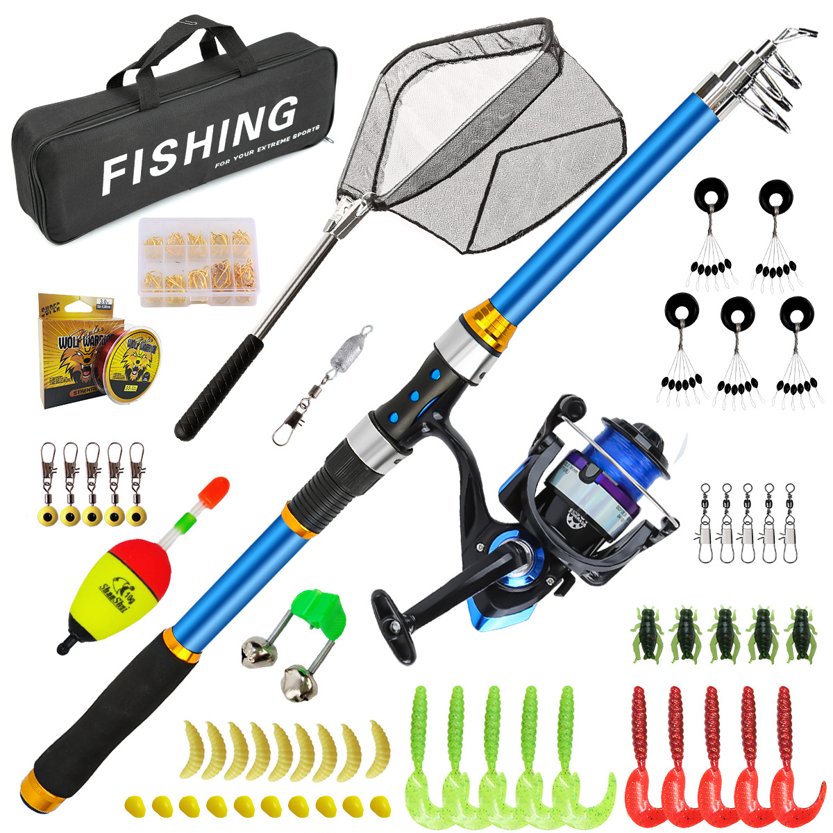 2.1-3.6M Telescopic Glass Fibe - Fishing Rod Casting ulasan dan harga